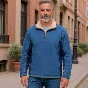 Fatface Men’s XS Blue Iconic Airlie Panel Contrast Sweatshirt Jean Jacket